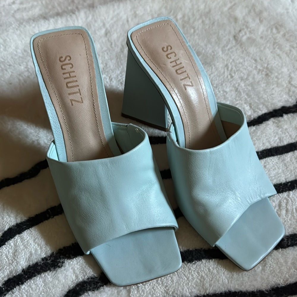 Schutz light blue heel sandal